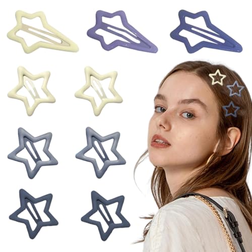 QOWUXHZ 6 Pcs Stern Haarspangen Und 3 Pcs Meteore Haarspangen Silber Y2K Haarschmuck Pentagramm Hair Clips Für Mädchen Und Frauen von QOWUXHZ