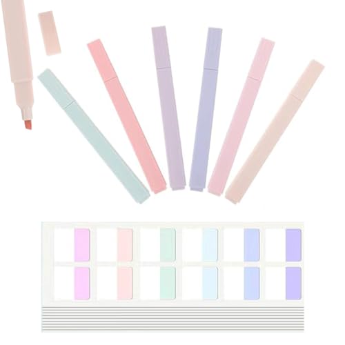 QOWUXHZ Textmarker Pastell Set 6Pcs Textmarker Pastell Und 120Pcs Seitenmarker Pastell Textmarker Bibel Zubehör Für Journal Bibel Büro Schulbedarf von QOWUXHZ
