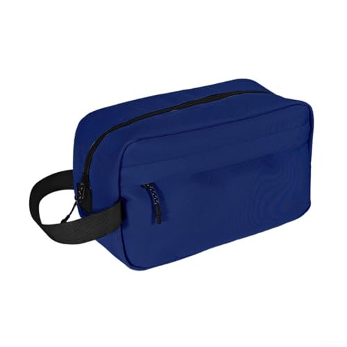 Tragbare Reise-Aufbewahrungstasche, Mehrzweck-Kulturbeutel, Organizer mit Vordertasche mit Reißverschluss, Oxford-Stoff, Make-up-Kosmetiktasche für Männer und Frauen, blau von QOXEZY