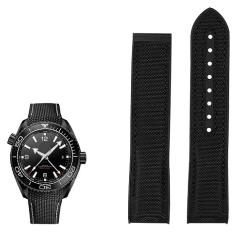 QPDRNC Nylon-Gummi-Uhrenarmband für Omega Seamaster Planet Ocean Herren, Faltschließe, Uhrenzubehör, Silikon-Uhr, 20 mm, 22 mm, 20 mm, Achat von QPDRNC