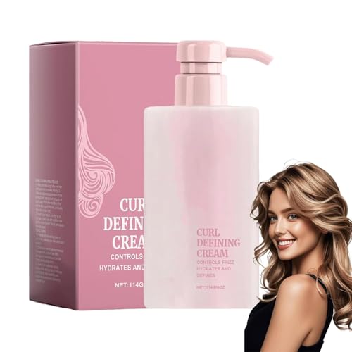 Lockendefinierende Creme, Lockendefinierende Creme FüR Frauen, Tiefenwirksame Feuchtigkeitsversorgung, Anti-Frizz, Feuchtigkeitsspendend, GläTtend FüR Lockiges Und Welliges Haar von QPHRYBMW