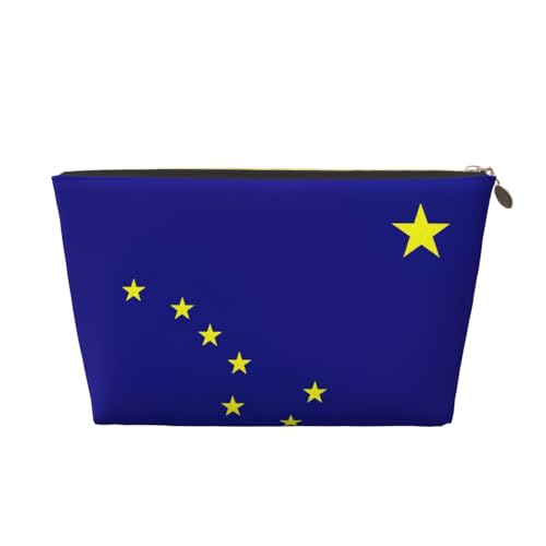 Make-up-Tasche für Damen, Motiv: Alaska Staatsflagge, wasserdicht, Leder, Reise-Kulturbeutel für Toilettenartikel, Kosmetiktasche, gold, Einheitsgröße, Kulturbeutel Make-up-Tasche für Damen, Motiv: Alaska Staatsflagge, wasserdicht, Leder, Reise-Kulturbeutel für Toilettenartikel, Kosmetiktasche, gold, Einheitsgröße, Kulturbeutel von QPIPGER