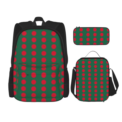 QPIPGER Lässiger Rucksack mit Thermo-Lunchbox und Federmäppchen, 3-in-1-Oxford-Tasche mit Flaggen-Motiv von Bangladesch von QPIPGER