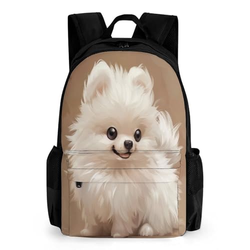 QPIRINMEX Schultasche Mädchen 5 Klasse Pomeranians Dog Schulranzen Jungen 6. Klasse Schulranzen Druck Mädchen Leichter Reise Outdoor Freizeit von QPIRINMEX