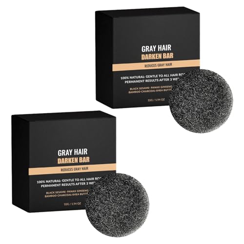 QPJUVC Anti-Grau-Shampoo-Riegel – Natürliches festes Shampoo zur Verdunkelung des Haares, Seife zur Grauumkehr und -abdeckung für Männer und Frauen, reinigt und pflegt die Kopfhaut (2) von QPJUVC