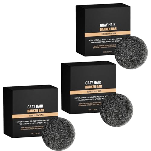 QPJUVC Anti-Grau-Shampoo-Riegel – Natürliches festes Shampoo zur Verdunkelung des Haares, Seife zur Grauumkehr und -abdeckung für Männer und Frauen, reinigt und pflegt die Kopfhaut (3) von QPJUVC