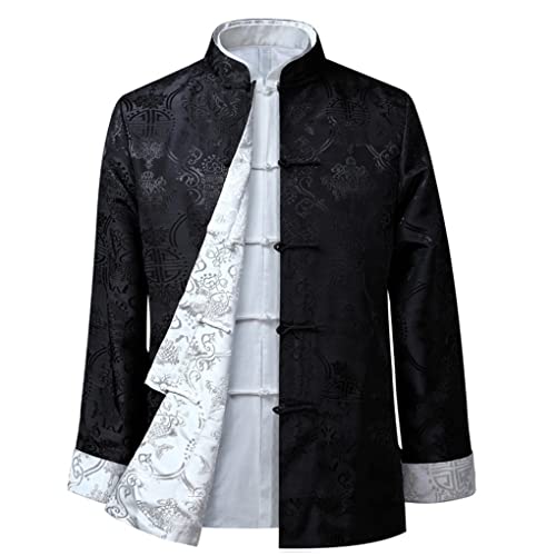 QPZK Kung Fu Jacke Beidseitig tragen Kleidung Herren Stickerei Tang Anzug Herren Hanfu Mantel Traditionelle chinesische Kleidung Baumwolle von QPZK