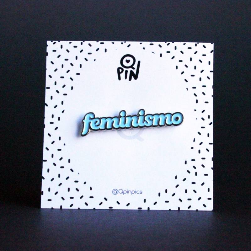 Blauer Feminismus Emaille Nadelbrosche Wort von QPin