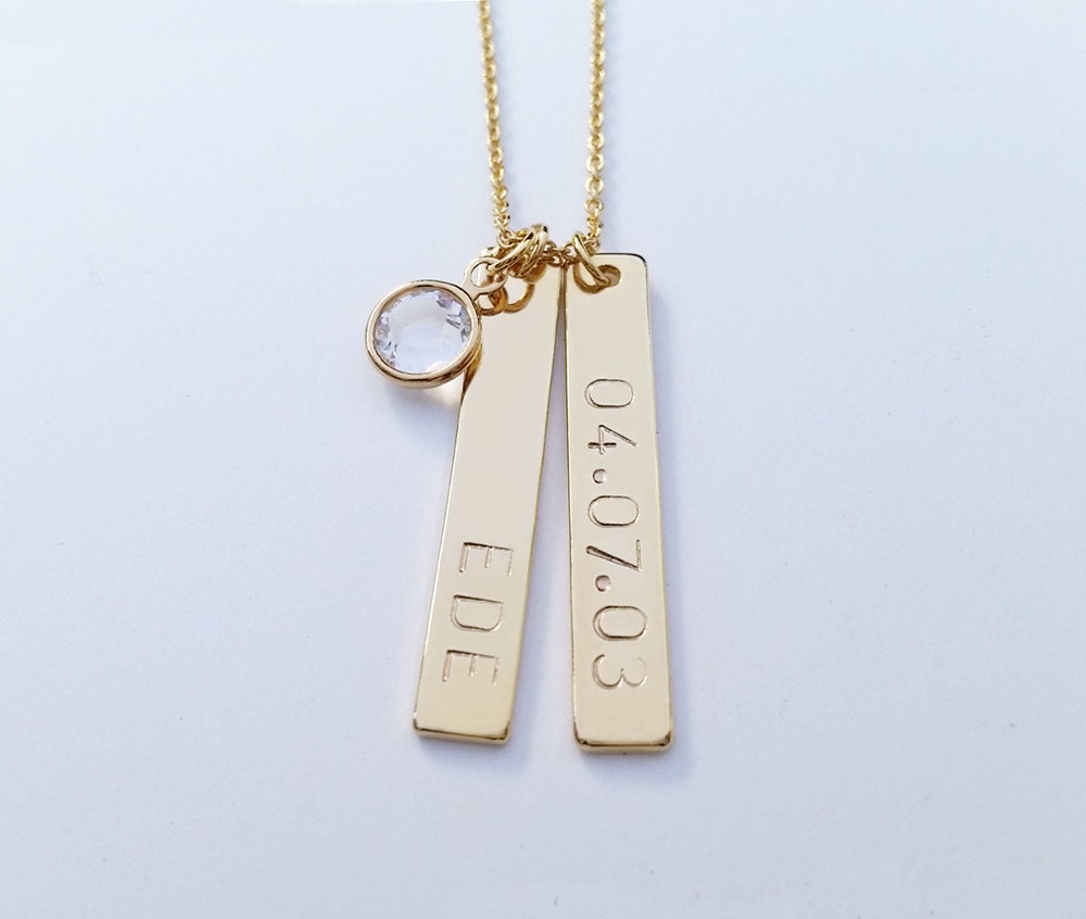 Benutzerdefinierte Doppelte Hand Gestempelt Swarovski Kristall Birthstone Geburtsstein Name Datum Vertikale Tag Halskette Personalisierte Zwei Gold Benutzerdefinierte Doppelte Hand Gestempelt Swarovski Kristall Birthstone Geburtsstein Name Datum Vertikale Tag Halskette Personalisierte Zwei Gold von QQ47