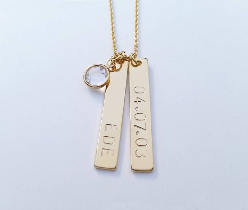 Benutzerdefinierte Doppelte Hand Gestempelt Swarovski Kristall Birthstone Geburtsstein Name Datum Vertikale Tag Halskette Personalisierte Zwei Gold Benutzerdefinierte Doppelte Hand Gestempelt Swarovski Kristall Birthstone Geburtsstein Name Datum Vertikale Tag Halskette Personalisierte Zwei Gold von QQ47