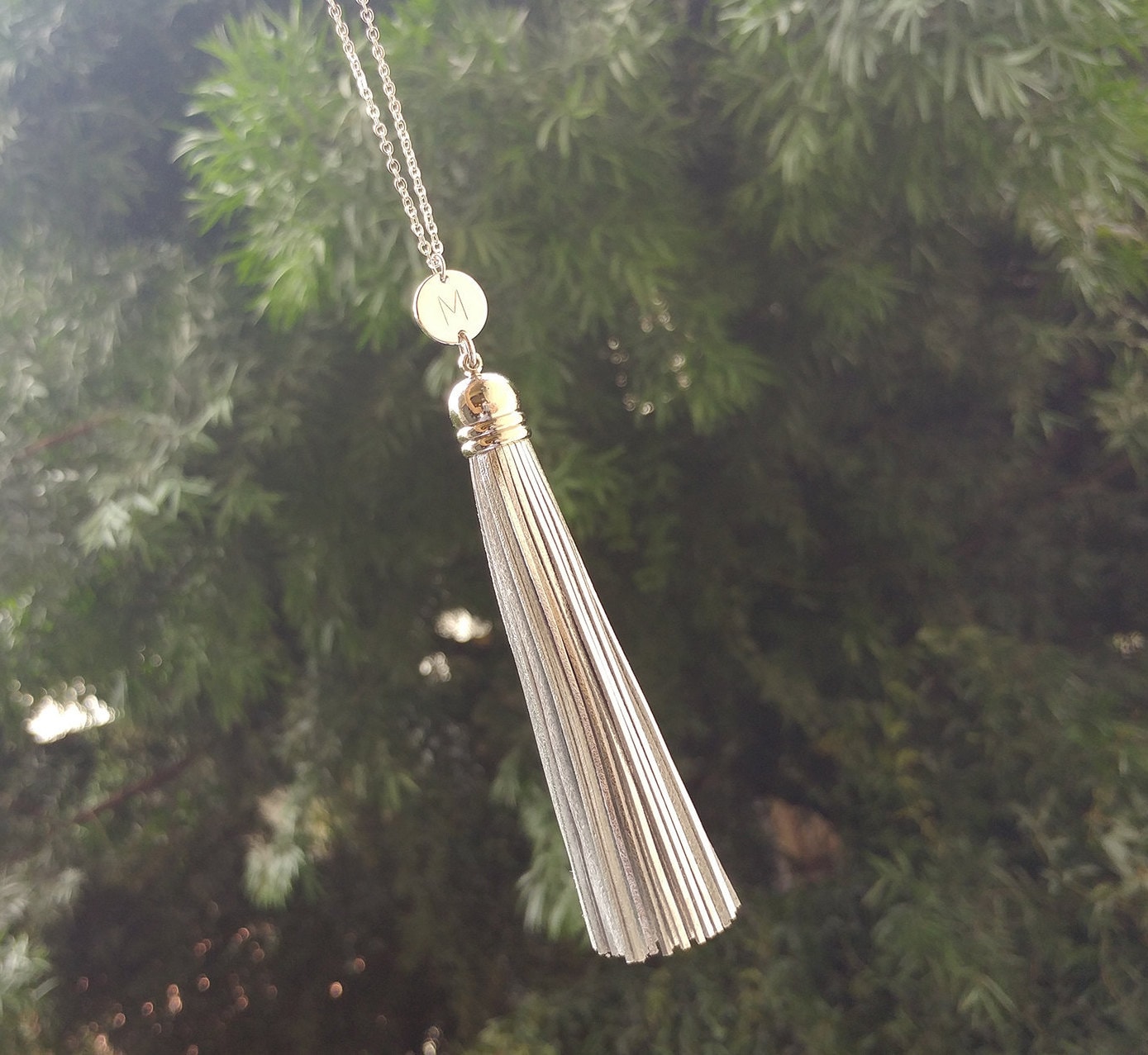 Benutzerdefinierte Echtes Leder Lange Silber Quaste Halskette, Personalisierte Hand Gestempelt Initial Abschluss Geschenk Benutzerdefinierte Echtes Leder Lange Silber Quaste Halskette, Personalisierte Hand Gestempelt Initial Abschluss Geschenk von QQ47