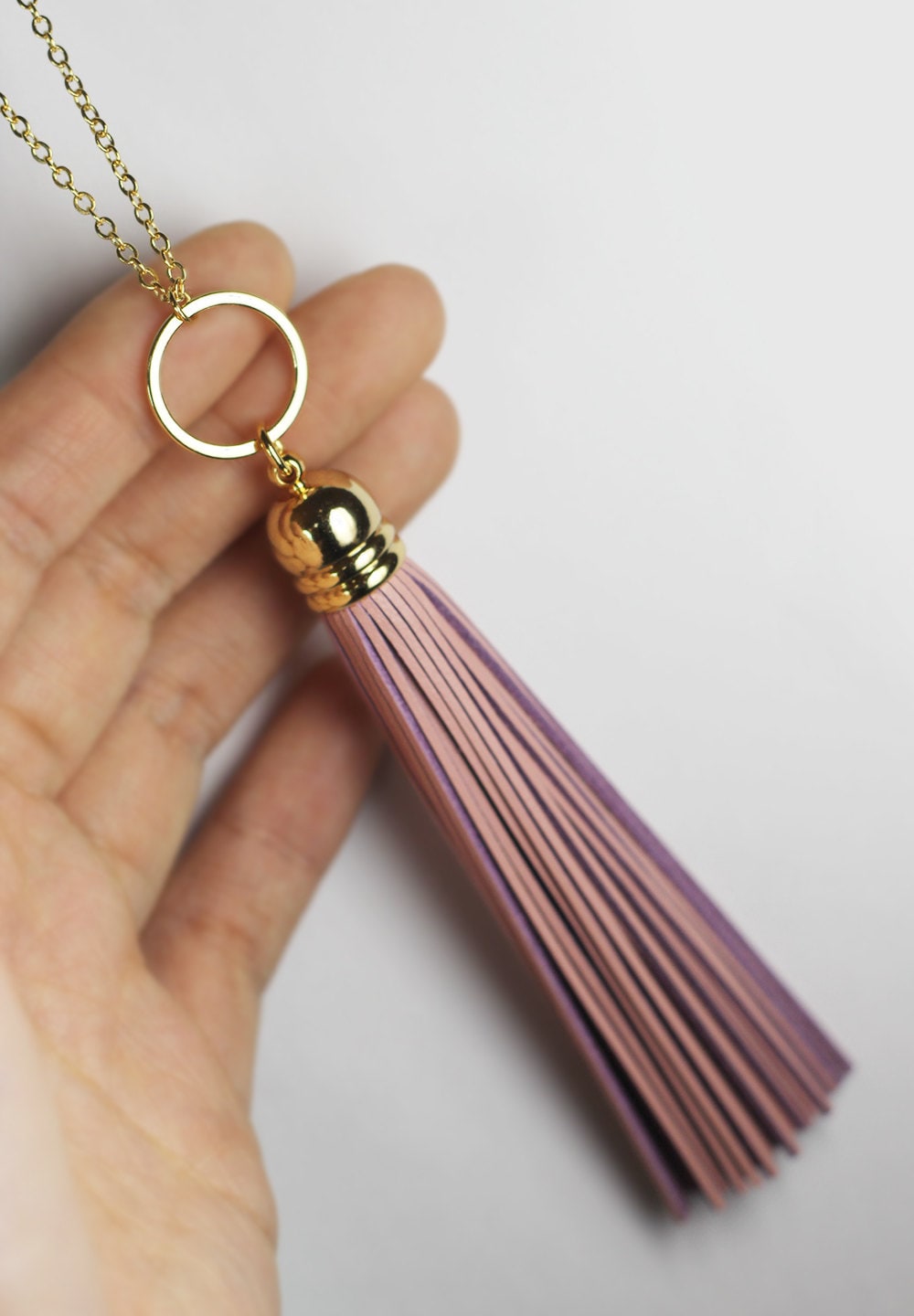 Echtes Leder Lange Rosa Quaste Halskette, Handgemachte Geschichtete Muttertagsgeschenk, Abschlussgeschenk Echtes Leder Lange Rosa Quaste Halskette, Handgemachte Geschichtete Muttertagsgeschenk, Abschlussgeschenk von QQ47