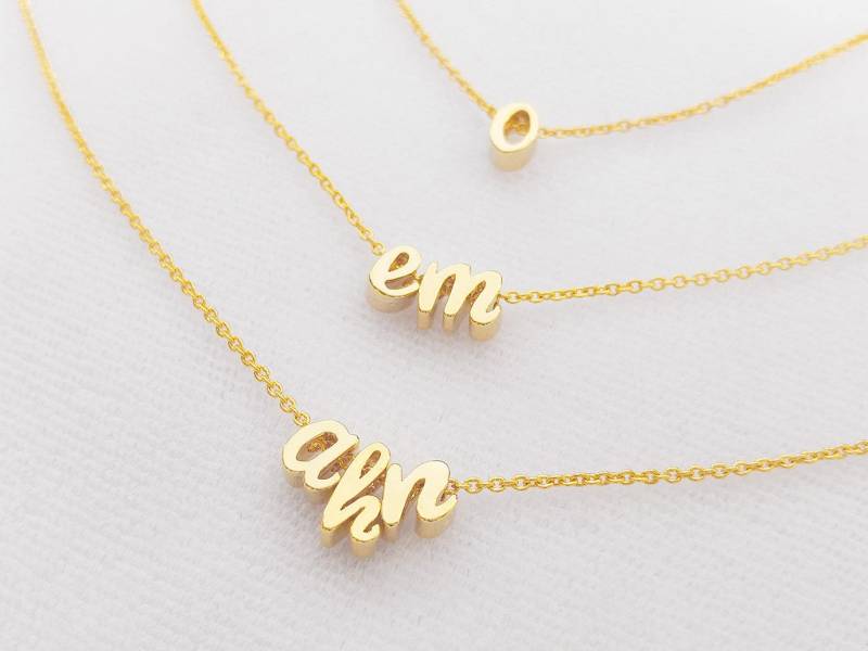 Gold Silber Kleinbuchstaben Anfangsbuchstaben Charakter Halskette, Personalisierte Benutzerdefinierte Monogramm Multi Initialen, Brautjungfer Gold Silber Kleinbuchstaben Anfangsbuchstaben Charakter Halskette, Personalisierte Benutzerdefinierte Monogramm Multi Initialen, Brautjungfer von QQ47