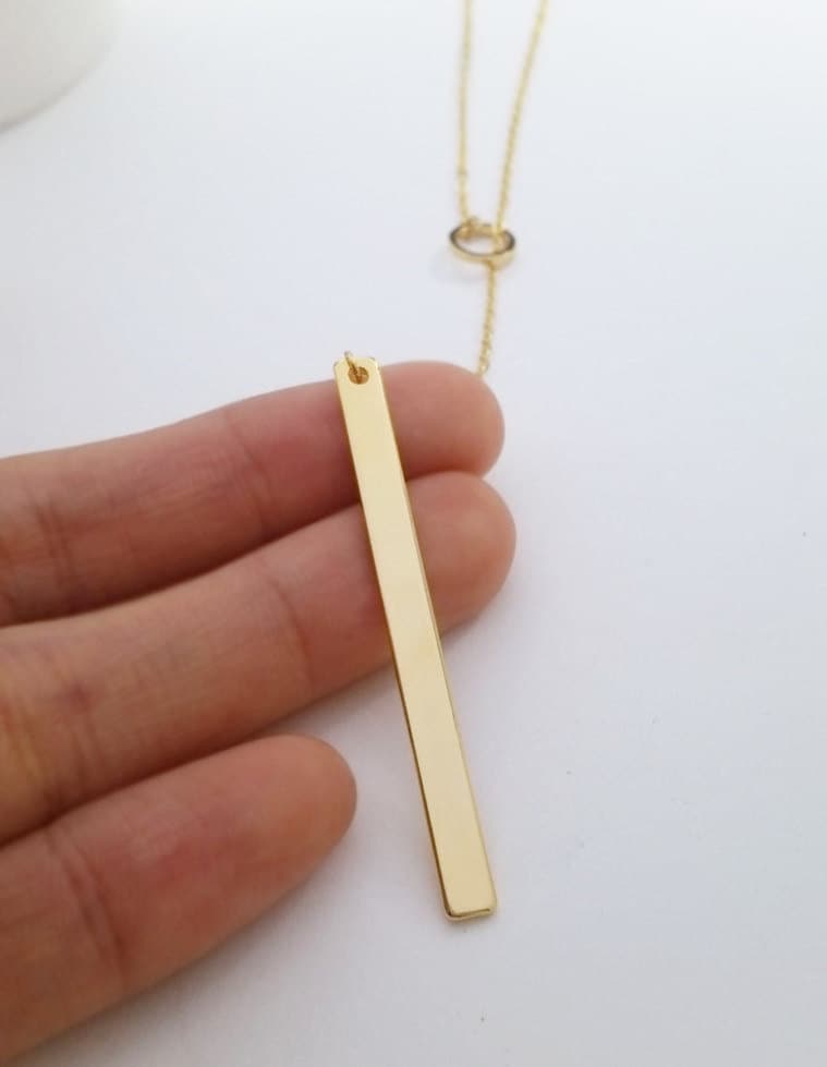 Lange Bar Y Halskette, Gold Lariat Geschichtete Drop Initial Name Geburtstagsgeschenk Lange Bar Y Halskette, Gold Lariat Geschichtete Drop Initial Name Geburtstagsgeschenk von QQ47