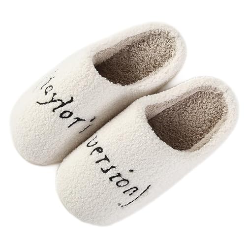 QQGB Hausschuhe für Damen und Herren, Plüsch, flauschig, gemütlich, Winter, warm, für drinnen und draußen, Schwarz, 5.5-6 Women/4.5-5 Men von QQGB