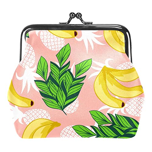 Ananas Grau Schnalle Geldbörse Vintage Pouch Schnalle Clutch Bag Kiss-Lock Wechselgeldbörse Floral Verschluss Geldbörsen für Frauen Mädchen, Mehrfarbig 10, Einheitsgröße, Taschen-Organizer von QQIAEJIA