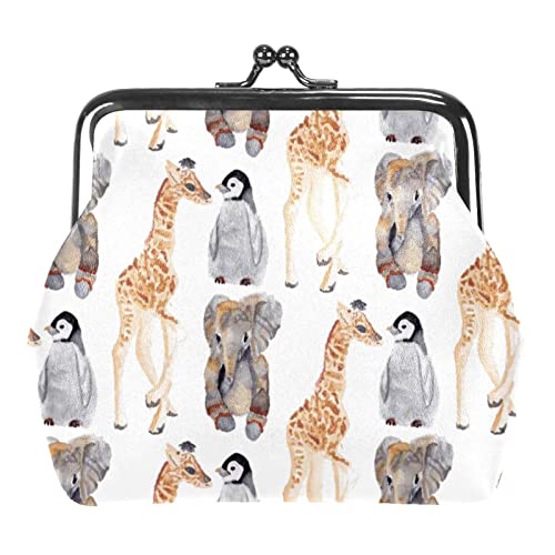 Aquarell Weihnachten Pinguine Schnalle Münze Geldbörse Vintage Beutel Schnalle Clutch Tasche Kiss-Lock Wechselgeldbörse Floral Verschluss Geldbörsen für Frauen Mädchen, Mehrfarbig 04, Einheitsgröße, von QQIAEJIA