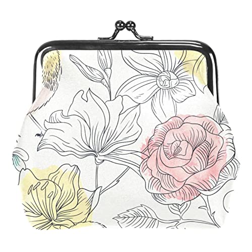 Aquarell Weihnachten Pinguine Schnalle Münze Geldbörse Vintage Beutel Schnalle Clutch Tasche Kiss-Lock Wechselgeldbörse Floral Verschluss Geldbörsen für Frauen Mädchen, Mehrfarbig 17, Einheitsgröße, von QQIAEJIA