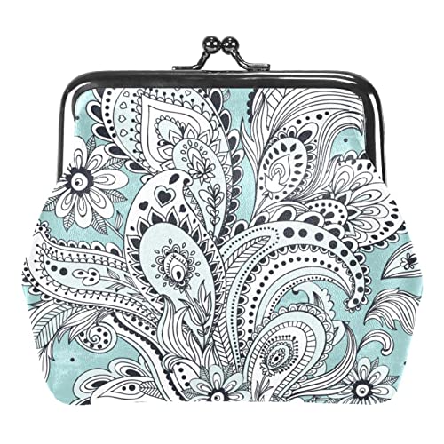 BeautifulHandDrawnVectorBohoStyle Schnalle Geldbörse Vintage Beutel Schnalle Clutch Bag Kiss-Lock Wechselgeldbörse Floral Verschluss Geldbörsen für Frauen Mädchen, Mehrfarbig 03, Einheitsgröße, von QQIAEJIA