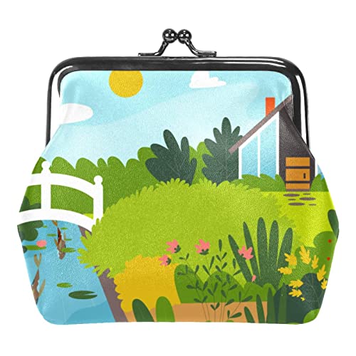 Bunte Landschaft von Paris Skyline Schnalle Geldbörse Vintage Beutel Schnalle Clutch Tasche Kiss-Lock Wechselgeldbörse Floral Verschluss Geldbörsen für Frauen Mädchen, Mehrfarbig 02, Einheitsgröße, Taschen-Organizer von QQIAEJIA