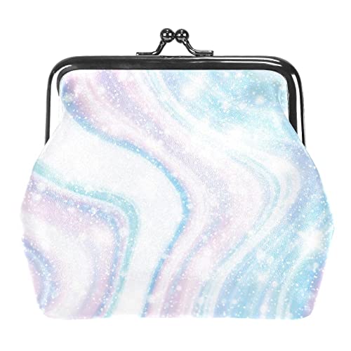 Cartoon Clouds with Rainbow Starry Blue Buckle Coin Purse Vintage Pouch Buckle Clutch Bag Kiss-Lock Change Purse Floral Clasp Closure Wallets for Women Girl, Mehrfarbig 03, Einheitsgröße, von QQIAEJIA