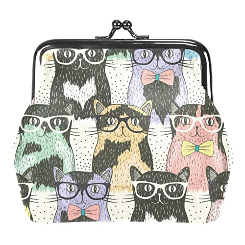 Cartoon Katzen Geldbörse Mini Geldbörsen Vintage Beutel Taschen für Geschenk, Mehrfarbig 02, Einheitsgröße, Taschen-Organizer von QQIAEJIA