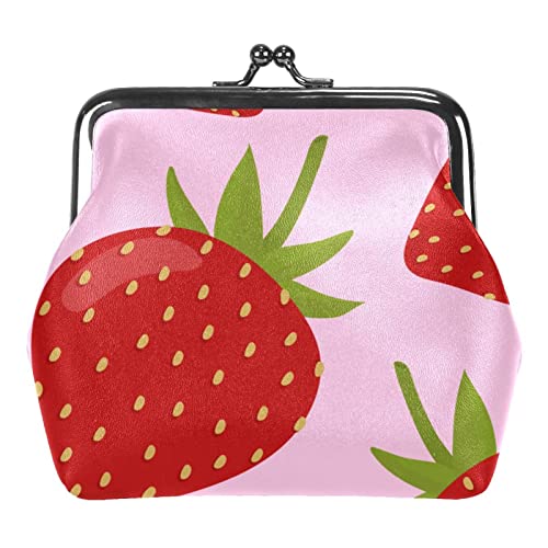 Cherry Strawberry Aquarell Stil Schnalle Geldbörse Vintage Beutel Schnalle Clutch Bag Kiss-Lock Wechselgeldbörse Floral Verschluss Geldbörsen für Frauen Mädchen, Mehrfarbig 19, Einheitsgröße, von QQIAEJIA