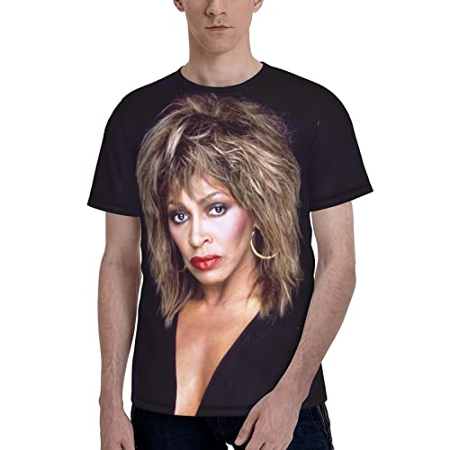 Das Tina Turner 3D Herren-T-Shirt, lustig, modisch, Rundhalsausschnitt, kurzärmelig, Vintage-Freizeit-T-Shirt von QQIAEJIA