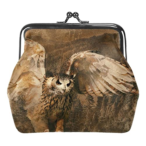 Eastern Screech Eule Schnalle Geldbörse Vintage Beutel Schnalle Clutch Tasche Kiss-Lock Wechselgeldbörse Floral Verschluss Geldbörsen für Frauen Mädchen, Mehrfarbig 09, Einheitsgröße, von QQIAEJIA