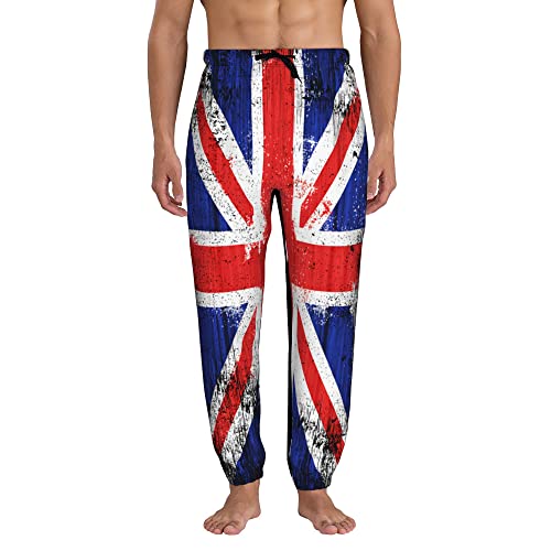 Generic Jogginghose für Herren, Hamster, Jogger, Sweathose, Kordelzug, Sporthose, Musikthema, lässige Workout-Hose mit Tasche, England-Flagge, 56 von QQIAEJIA