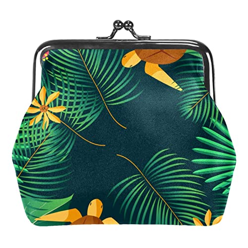 Handgezeichnete Grüne Blätter Schnalle Geldbörse Vintage Beutel Schnalle Kupplung Tasche Kiss-Lock Ändern Geldbörse Floral Verschluss Verschluss Brieftaschen für Frauen Mädchen, Mehrfarbig 06, von QQIAEJIA