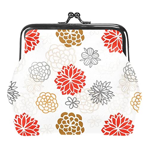 Handgezeichnete Niedliche Hund Welpen in Dinosaurier Schnalle Münze Geldbörse Vintage Beutel Schnalle Clutch Bag Kiss-Lock Wechselgeldbörse Floral Verschluss Geldbörsen für Frauen Mädchen, Multicolor von QQIAEJIA