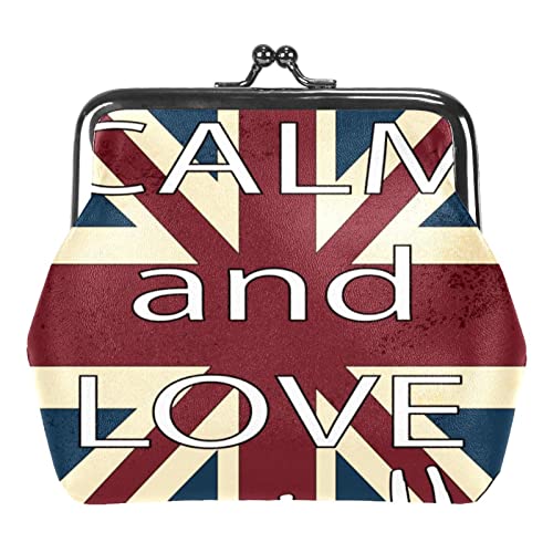 Kleine Geldbörse mit Schnalle, britische Flagge, Keep Calm and Love, Kiss-Lock-Verschluss, Geldbörse, Mehrfarbig 10, Einheitsgröße, Taschen-Organizer von QQIAEJIA