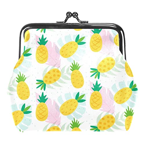 Kleine Schnalle Geldbörse Sommer Ananas Rosa Blätter Beutel Kiss-Lock Verschluss Wechselgeldbörse Geldbörsen, Mehrfarbig 15, Einheitsgröße, Taschen-Organizer von QQIAEJIA