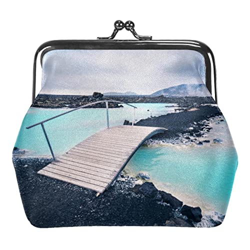 Landschaft Berg Schnalle Geldbörse Vintage Beutel Schnalle Clutch Tasche Kiss-Lock Wechselgeldbörse Floral Verschluss Geldbörsen für Frauen Mädchen, Mehrfarbig 13, Einheitsgröße, Taschen-Organizer von QQIAEJIA