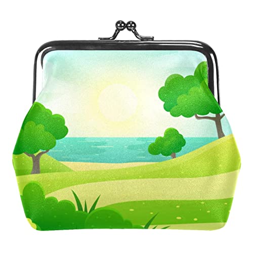 Landschaft mit See-Schnalle, Münzgeldbörse, Vintage-Beutel, Schnalle, Clutch, Kiss-Lock, Wechselgeldbörse, floraler Verschluss, Geldbörsen für Frauen und Mädchen, Multicolor 08, Einheitsgröße, von QQIAEJIA