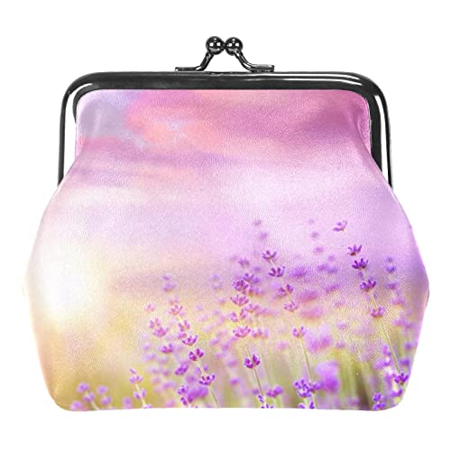 Lavendel Blume Pflanze Münzbörse Vintage Beutel Schnalle Clutch Tasche Kiss-Lock Wechselgeldbörse Verschluss Geldbörsen für Frauen Mädchen, Mehrfarbig 11, Einheitsgröße, Taschen-Organizer von QQIAEJIA