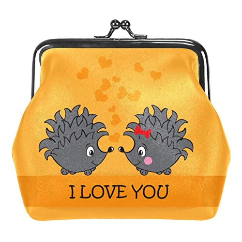 Lustige Cartoon Igel I Love You Paar Münze Geldbörse Kiss Lock Change Geldbörse Vintage Schmuck Beutel, Siehe Abbildung, Einheitsgröße, Taschen-Organizer von QQIAEJIA