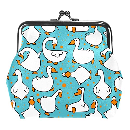 Lustige Cartoon Tier Gans Muster Schnalle Münze Geldbörse Vintage Beutel Schnalle Clutch Tasche Kiss-Lock Wechselgeldbörse Floral Verschluss Geldbörsen für Frauen Mädchen, Mehrfarbig 04, von QQIAEJIA