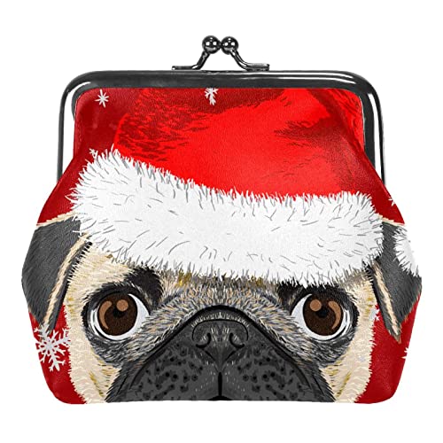 Mini-Geldbörsen mit Weihnachtsmütze, Hipster, Mops, Schneeflocke, Vintage-Stil, für Geschenk, Mehrfarbig 19, Einheitsgröße, Taschen-Organizer von QQIAEJIA