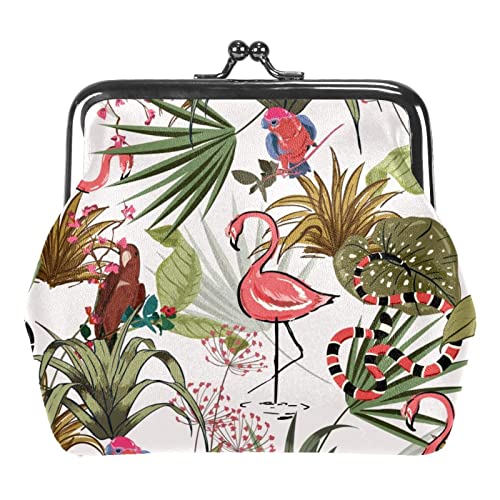 Muster mit tropischen Früchten, Palmenblättern und Blumen.. Schnalle Geldbörse, Multicolor 01, Einheitsgröße, Taschen-Organizer von QQIAEJIA