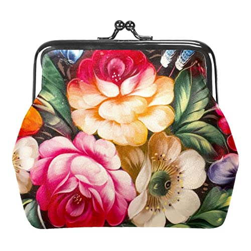 Ölgemälde Rote Rose Blume Schnalle Geldbörse Vintage Beutel Schnalle Clutch Tasche Kiss-Lock Wechselgeldbörse Floral Verschluss Geldbörsen für Frauen Mädchen, Mehrfarbig 15, Einheitsgröße, von QQIAEJIA