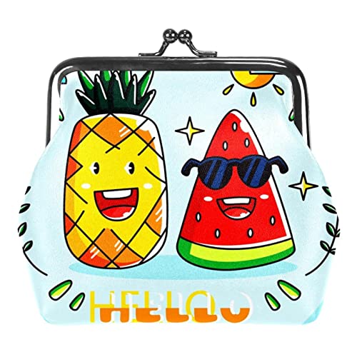 Obst Gelb Ananas Muster Schnalle Münze Geldbörse Vintage Beutel Schnalle Clutch Bag Kiss-Lock Wechselgeldbörse Floral Verschluss Geldbörsen für Frauen Mädchen, Mehrfarbig 04, Einheitsgröße, von QQIAEJIA