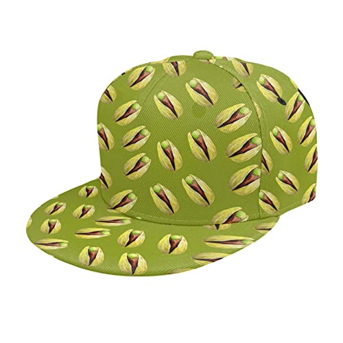 Pistazie Malerei Baseball Cap für Männer Frauen Stilvoller Druck Flache Bill Krempe Kappe Verstellbare Hip Hop Cap Schwarz, Siehe Abbildung, One size von QQIAEJIA