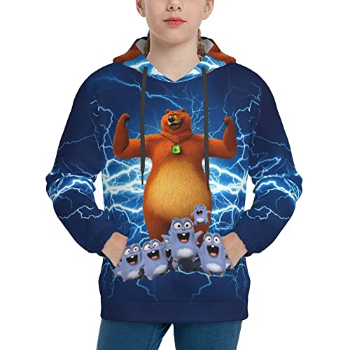 QQIAEJIA Grizzy With The Lemmings Cartoon Teenage Reißverschluss Hoodie Sweatshirts Kapuzenpullover Freizeitjacken mit Tasche für Jungen Mädchen, Schwarz 3, M von QQIAEJIA