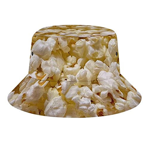 QQIAEJIA Lebensmittel Gemüse Bean Bucket Hüte Unisex Strand Reise Hut Outdoor Angeln Kappe für Frauen Herren, Popcorn, One size von QQIAEJIA