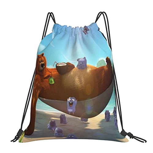 QQIAEJIA Relax Grizzy The Lemmings Casual Drawstring Bags Portable Gym Bag Sport String Bag Daypack Rucksack Für Schule Schwimmen Wandern Yoga, Siehe Abbildung, One size von QQIAEJIA