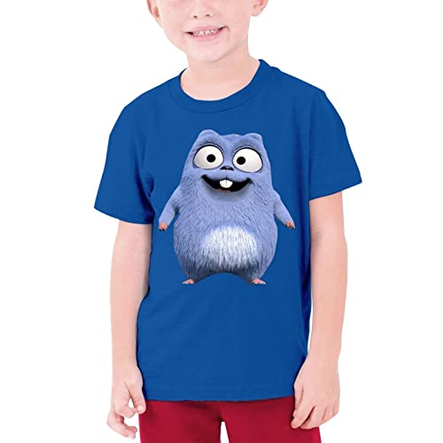 QQIAEJIA Teen Boys Grizzy and The Lemmings Crew Neck Shirt, Duktile Cozy Graphic Kurzarm Shirt für den Alltag, blau, M von QQIAEJIA