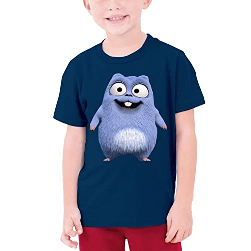 QQIAEJIA Teen Boys Grizzy and The Lemmings Crew Neck Shirt, Duktile Cozy Graphic Kurzarm Shirt für den Alltag, navy, S von QQIAEJIA