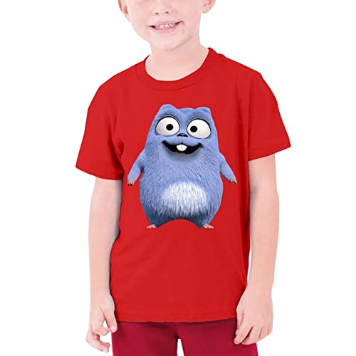 QQIAEJIA Teen Boys Grizzy and The Lemmings Crew Neck Shirt, Duktile Cozy Graphic Kurzarm Shirt für den Alltag, rot, S von QQIAEJIA